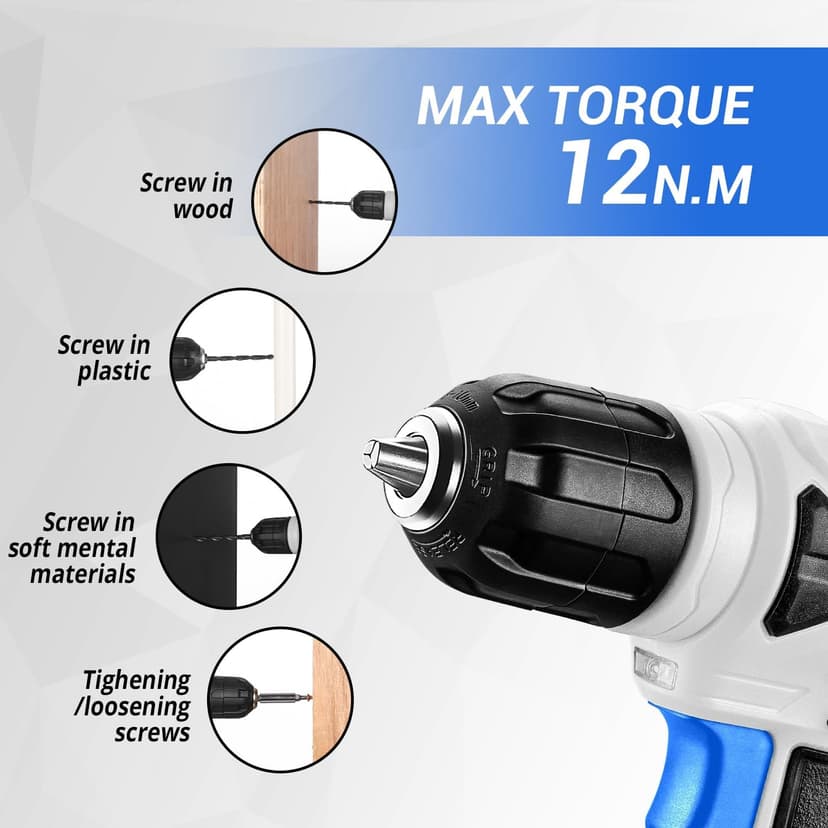 DEKOPRO Drill Set: Tool Set with 8V Blue Cordless Drill, Home Tool Kit with Drill, Hand Tool Kits for Men & Women 126 Piece
