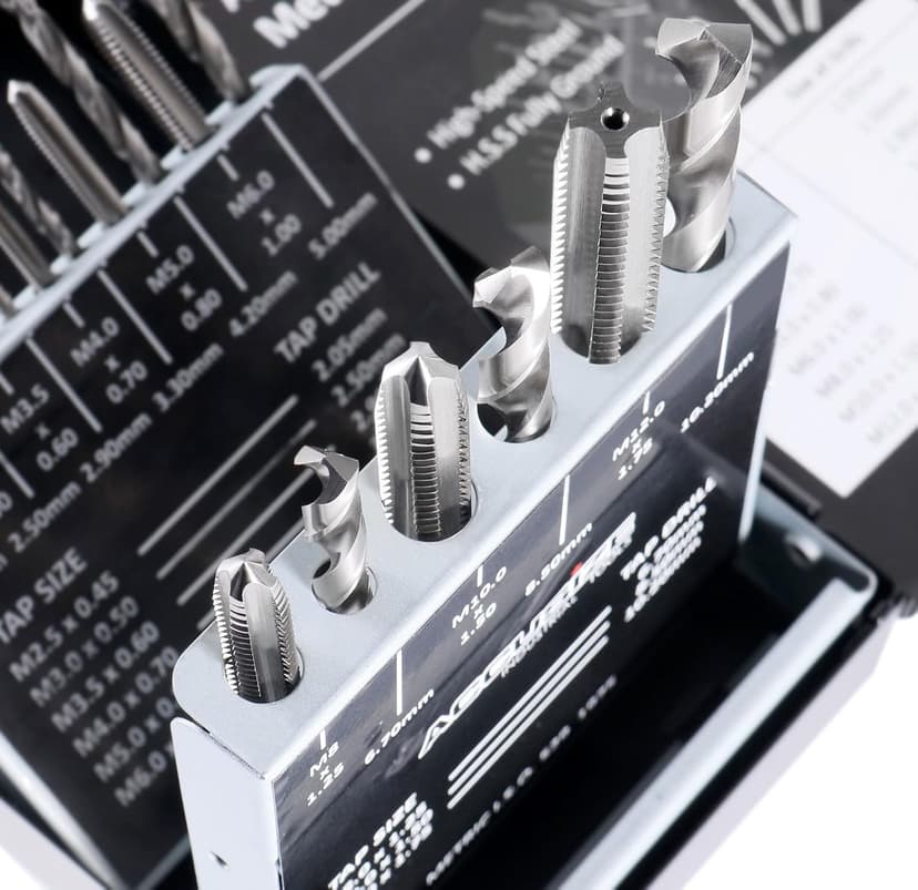 Accusize Industrial Tools Metric 18 Pc H.S.S. Tap and Drill Set, 0001-0052