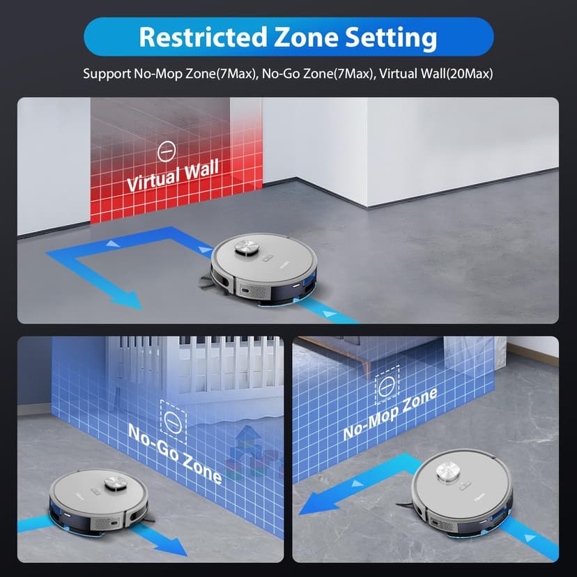 Tikom Robot Vacuum and Mop with LiDAR Navigation L9000, 4000Pa Robotic Vacuum Cleaner, 150Min Max, Smart Mapping, Good for Pet Hair, Carpet, Hard Floor