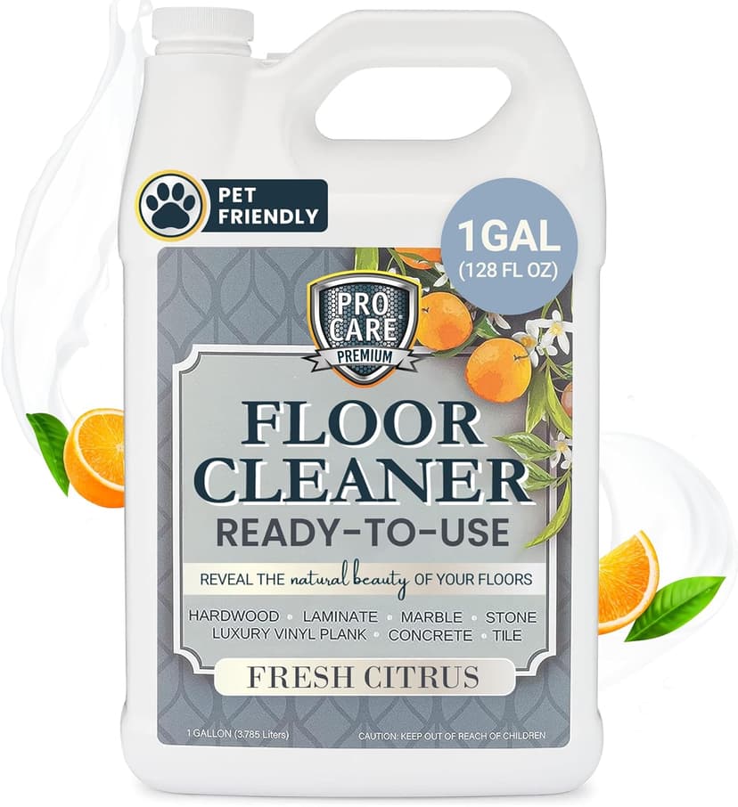 Floor Cleaner (Made in USA) | Tile, Stone, Laminate, Vinyl & Natural Wood Floor Cleaner for Mopping, Household Supplies, Cleaning Solution with Citrus Aroma - 1 Gal (128 Fl Oz)