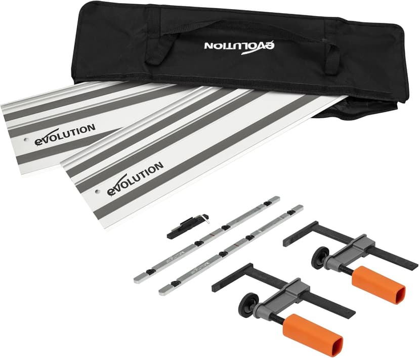 Evolution ST1400-G2 55" Circular Saw Guide Rail/Track | Universal Fit: Makita, Bosch, Festool, Triton, Metabo | 55"/4.6ft (1.4m) | Includes Self-Aligning Bars, 2x Track Clamps, Hex Key & Carry Bag