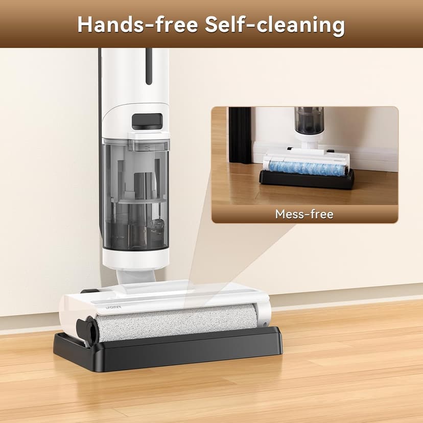 JONR ED12 Lite Wet Dry Vacuum Cleaner, Cordless Vacuum Mop with Self-Washing, 0.1 inch Edge Cleaning, 30min Runtime, Anti-Tangle Design, 7.7lbs Lightweight Mop Vacuum Cleaner for Hard Floors