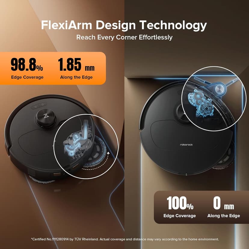 roborock Qrevo Master Robot Vacuum and Mop Combo, 10,000Pa Suction, FlexiArm Design Side Brush & Mop, Auto Mop Washing & Drying, Self-Emptying&Refilling, Dock Self-Cleaning, Obstacle Avoidance, Black
