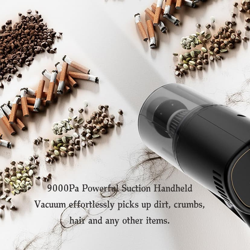 purux Handheld Vacuum Cordless Car Vacuum Cleaner with Multi-Nozzles, 12000Pa Powerful Suction Rechargeable Hand Vacuum, Portable Wet and Dry Mini Vacuum Cleaner Dust Buster for Car Home Office Pet
