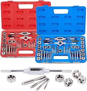 Orion Motor Tech 80pc Tap and Die Set in SAE and Metric Sizes, Metric and Standard Tap Set and Die Tool Set for Internal and External Threading