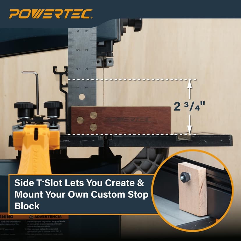 POWERTEC 16" x 3-1/2" Band Saw Fence - Resaw Fence Attachment for Bandsaw Tables & Drill Press, Compatible with POWERTEC Straight Edge Clamps (72260)