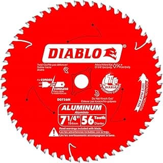 Diablo Saw Blade for Thick Aluminum - 7-1/4" Diameter, 56 TCG Teeth, 5/8" Arbor, .106" Kerf, -6° Hook Angle, .087" Plate, 8000 Max RPM - D0756N