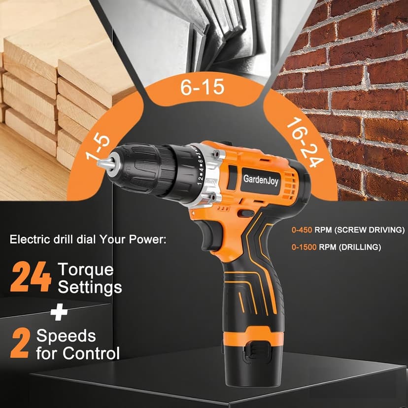 12V Cordless Electric Drill Driver Set, Powerful Lightweight Portable Rechargeable Screwdriver 65pcs Accessories,2-Speed, 24+1 Position for Wood/Wall Drilling & Screw Driving, Home DIY Tool woman man