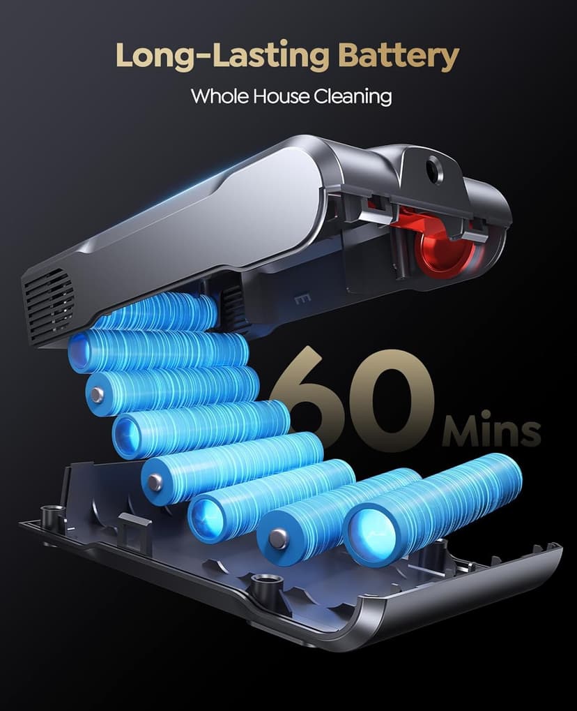 Cordless Vacuum Cleaner, 550W/45KPA/60Mins(ECO Mode) Vacuum Cleaners for Home, Self-Standing Stick Vacuum with Wall Mount Charging and Auto Mode, Handheld Vacuum for Pet Hair/Carpet/Floor