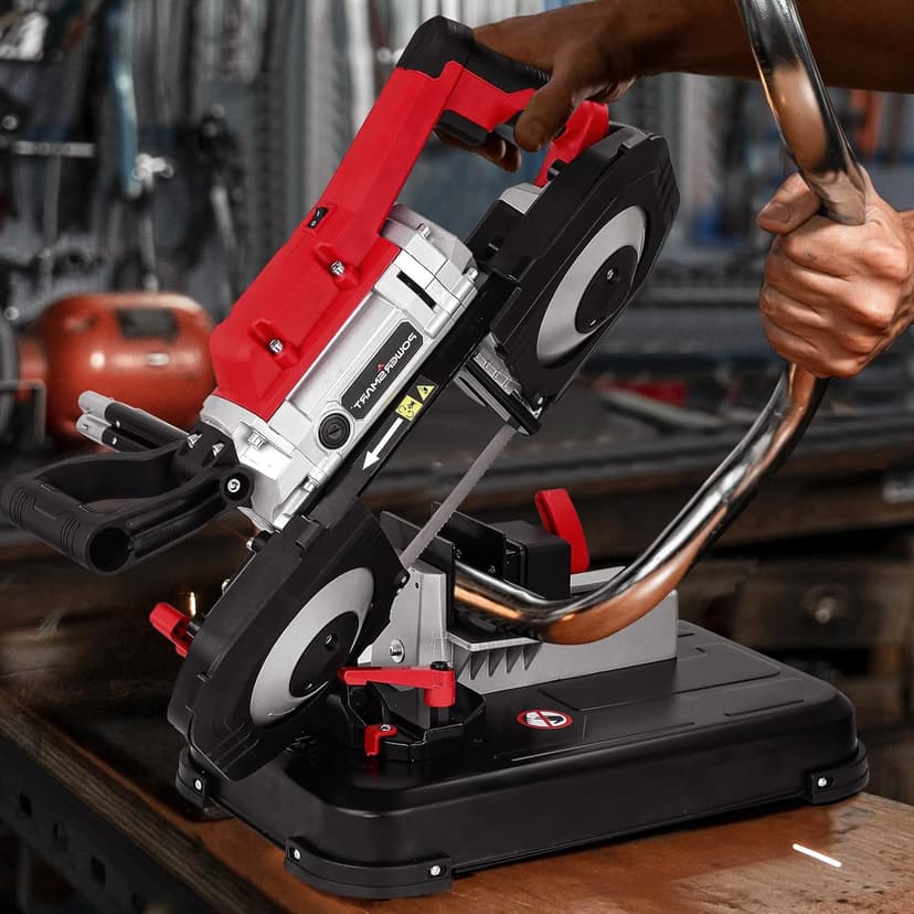 PowerSmart Portable Band Saw with Removable Alloy Steel Base, 10Amp 1100W Motor 5-Inch Deep Cut Bandsaw for Metal