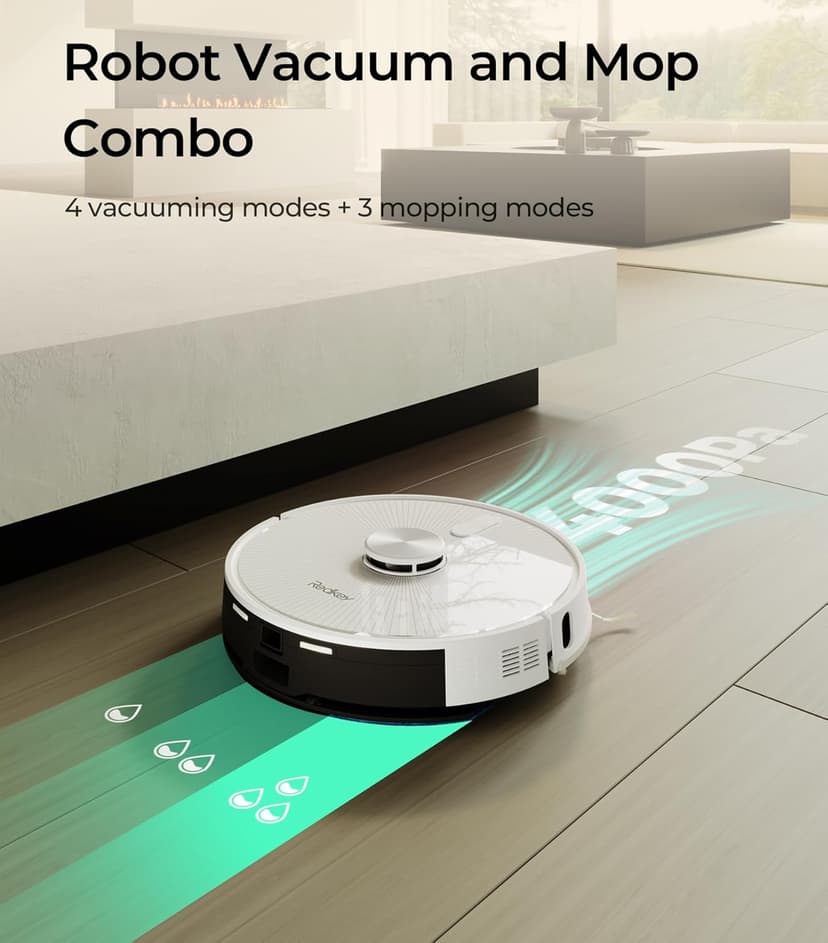 R10 Robot Vacuum and Mop Combo, 2-in-1 Vacuum Robot with Suction Station, LiDAR Navigation, Powerful 4000Pa Suction Power, 4L Dust Bag, 90 Days Hands-Free Cleaning, Ideal for Pet Hair Cleaning