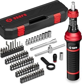 VANPO 1/4" Torque Screwdriver Set, 64 Pieces 10–80 in-lb Inch Pound Torque Wrench Screwdriver Kit with T-Bar & S2 Bits – Precision Tool for Optics, Electronics, Smart Locks & DIY Repair