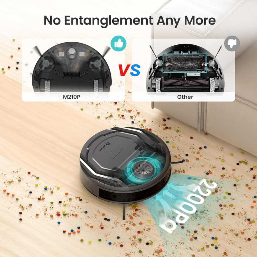 Lefant Robot Vacuum Cleaner Slim Quiet,2200Pa Powerful Suction,120 Mins Runtime,6 Cleaning Modes,Wi-Fi/App/Alexa,Self-Charging Pet Hair Robotic Vacuum Ideal for Hard Floor,Low-Pile Carpet,M210 Pro