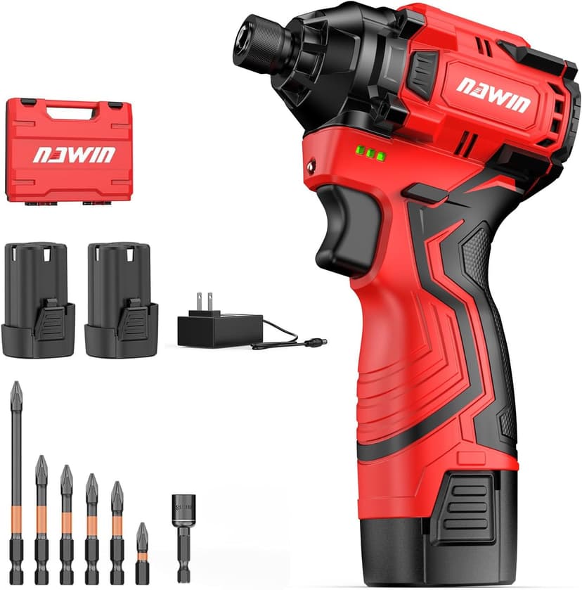 Cordless Impact Driver Kit 16.8V Max Torque 140Nm（105ft-lbs）High Rotation Electric Impact Driver Brushless Motor Continuously Variable Rechargeable 1/4" impact driver 2.0Ah Batteries