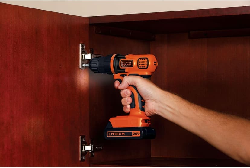 BLACK+DECKER 20V MAX Cordless Drill and Driver, 3/8 Inch, With LED Work Light, Battery and Charger Included (LDX120C)