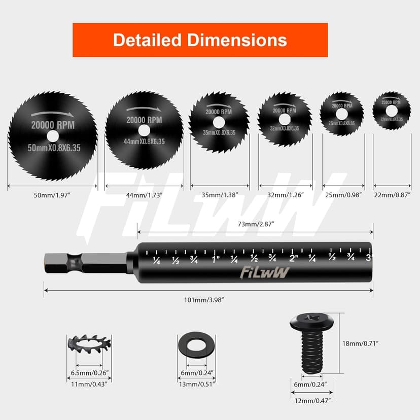 Inside Pipe Cutter,6 pcs Saw Tooth Blades with 3 Inch Scale 1/4" Hex Shank, Cutter Tool Set for PVC, Plastic, Board, Copper, Aluminum