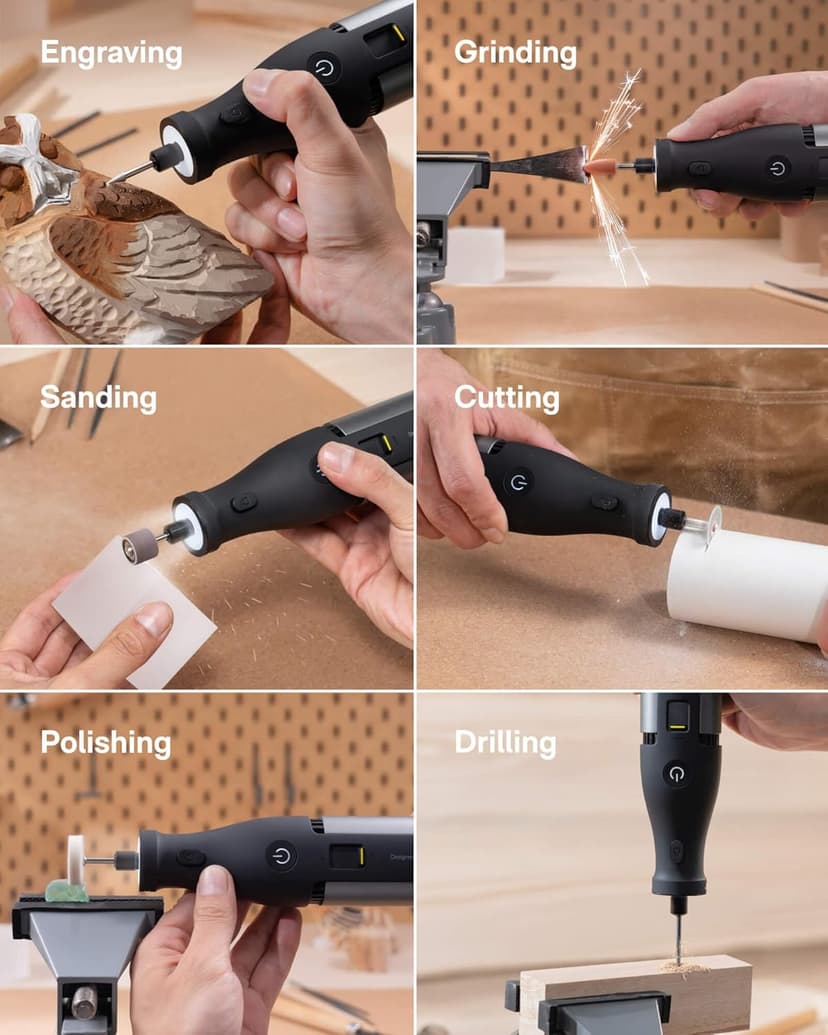 HOTO 12V Cordless Rotary Tool Kit Pro, Brushless Motor, 35000RPM Variable Speed, 3000mAh USB-C Rechargeable, LED Light, 37 Accessories, Ideal for Carving, Sanding, Polishing, Drilling, Cutting, DIY