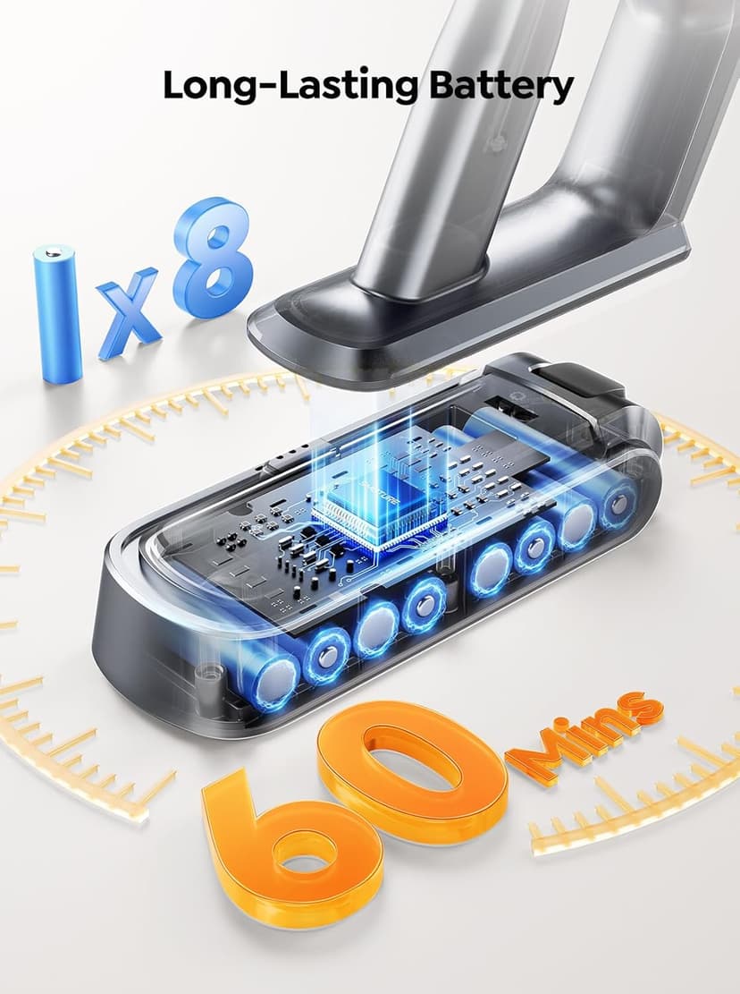 Cordless Vacuum Cleaner, 600W 45KPA with Upholstery Cleaning Tool, Stick Vacuum Cleaners for Home 60 Mins Runtime, Self-Standing, Wall Mount Charging, Rechargeable Vacuum for Floor Carpet Pet Hair