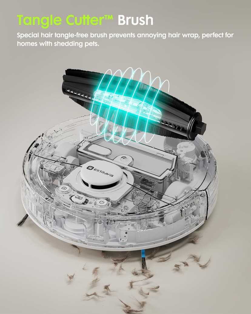 V5 Robot Vacuum and Mop, Self-Emptying Robotic Vacuum Cleaner, 8500Pa Suction, Pet Hair Tangle Cutter, Laser Navigation, Cat Laser, Carpet Detection, Ideal for Hard Floor, Tile, and Carpet