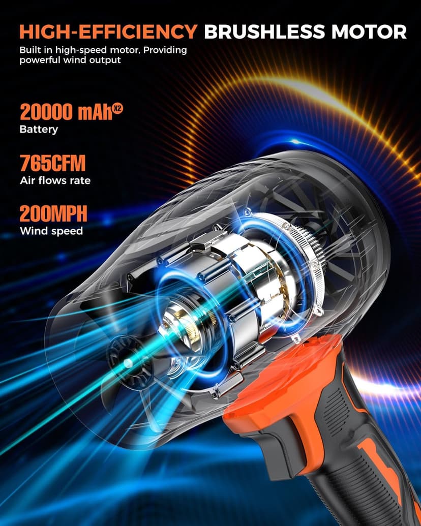 Leaf Blower Cordless with Battery and Charger, 500,000 RPM, Extended Nozzle, Lightweight Handheld Design, Turbo Jet Blower for Patio Cleaning,car Blowing Water, Lawn Care, Blowing Leaves and Dust