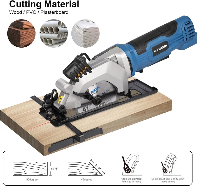 Mini Circular Saw, 4Amp 3500RPM And Battery Chainsaw 8 Inch with 2 batteries