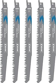 EZARC Wood Pruning Reciprocating Saw Blade, 9-Inch Recip Saw Blades R931GS 5TPI (5-Pack)