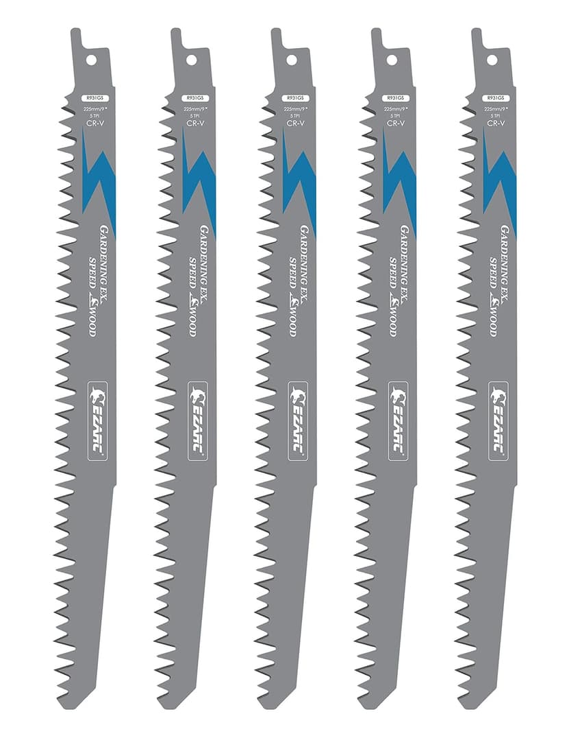 EZARC Wood Pruning Reciprocating Saw Blade, 9-Inch Recip Saw Blades R931GS 5TPI (5-Pack)