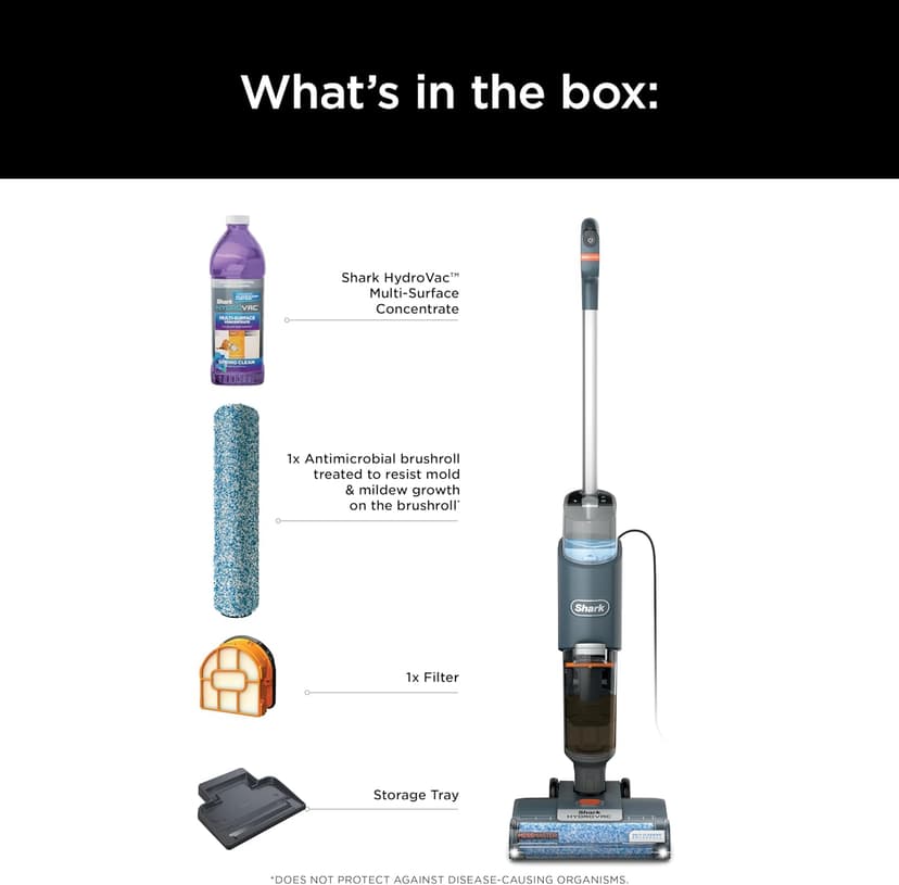 Shark HydroVac MessMaster Wet Dry Corded Vacuum Cleaner, 3-in-1 Multi-Surface Vacuum Mop & Self-Cleaning System, Lightweight, Powerful Suction, for Hard Floors & Area Rugs, Navy, WD161