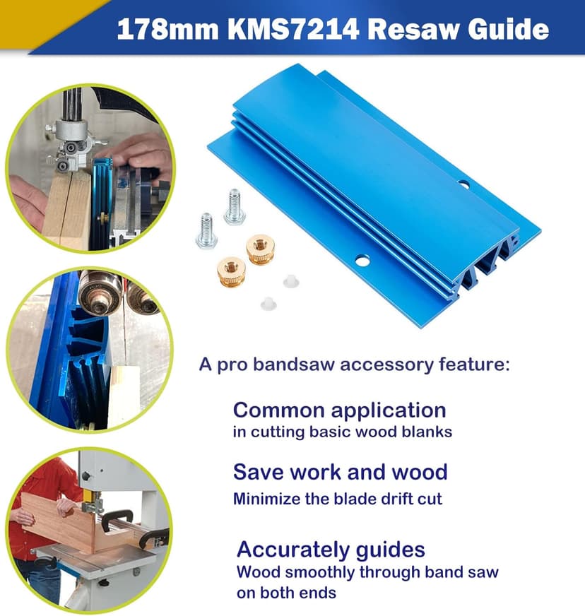 KMS7214 Resaw Guide 7" (178mm) Bolt-On Band Saw Fence Accessories, for 14" bandsaw Thin Cutting Strong Helper