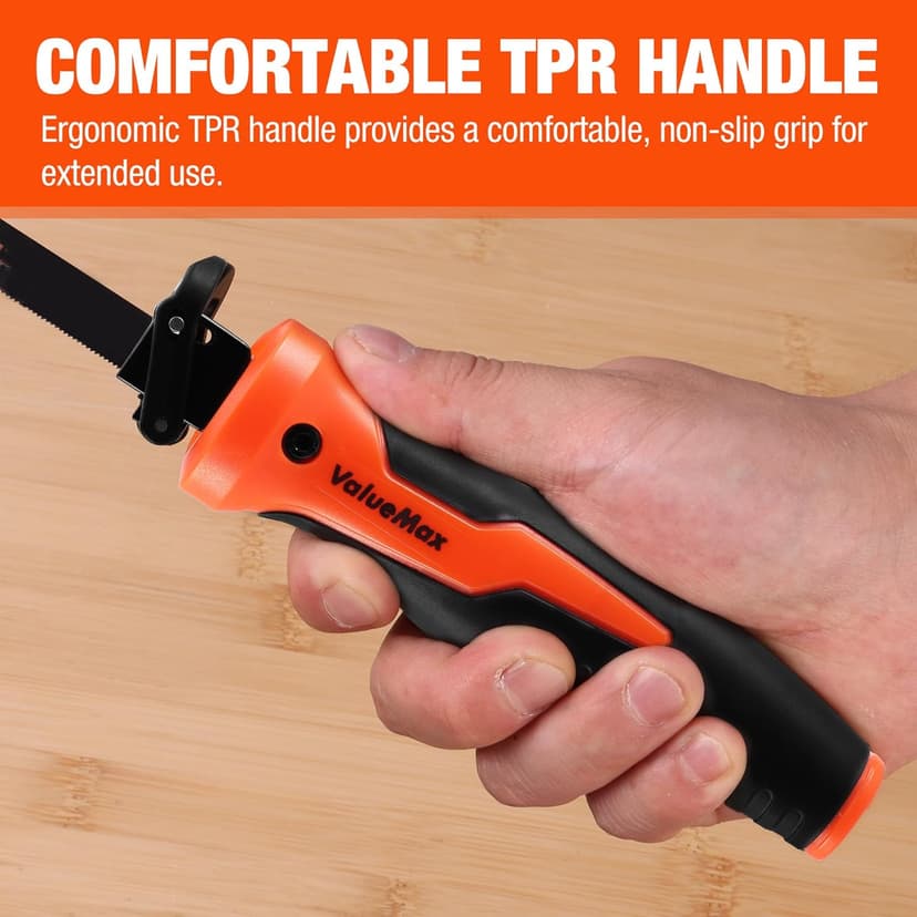 Valuemax 8-In-1 Multi-Blades Hand Saw, Quick-Change Mechanism Hacksaws with TPR Handle, CRV & Bimetal Blades, Drywall/Jab Saw, Handsaws for Wood, Metal, Plastic and Plywood