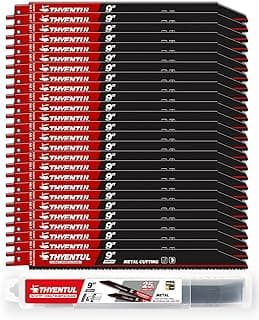 25 Pack,9 inch,14/18 TPI,Reciprocating Saw Blade Set,M42 Teeth with Cobalt Bi-Metal Blades, for Automatic Dismantling Sawzall Blades for 1/16-5/16 Medium Metals