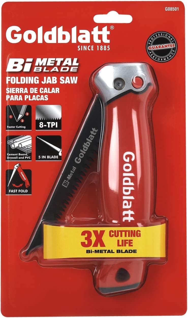 Goldblatt Folding Drywall Saw, Jab Saw, Hand Saws with Soft Grip Handle, Sheetrock Saws for Wallboard, Drywall, Plywood and PVC
