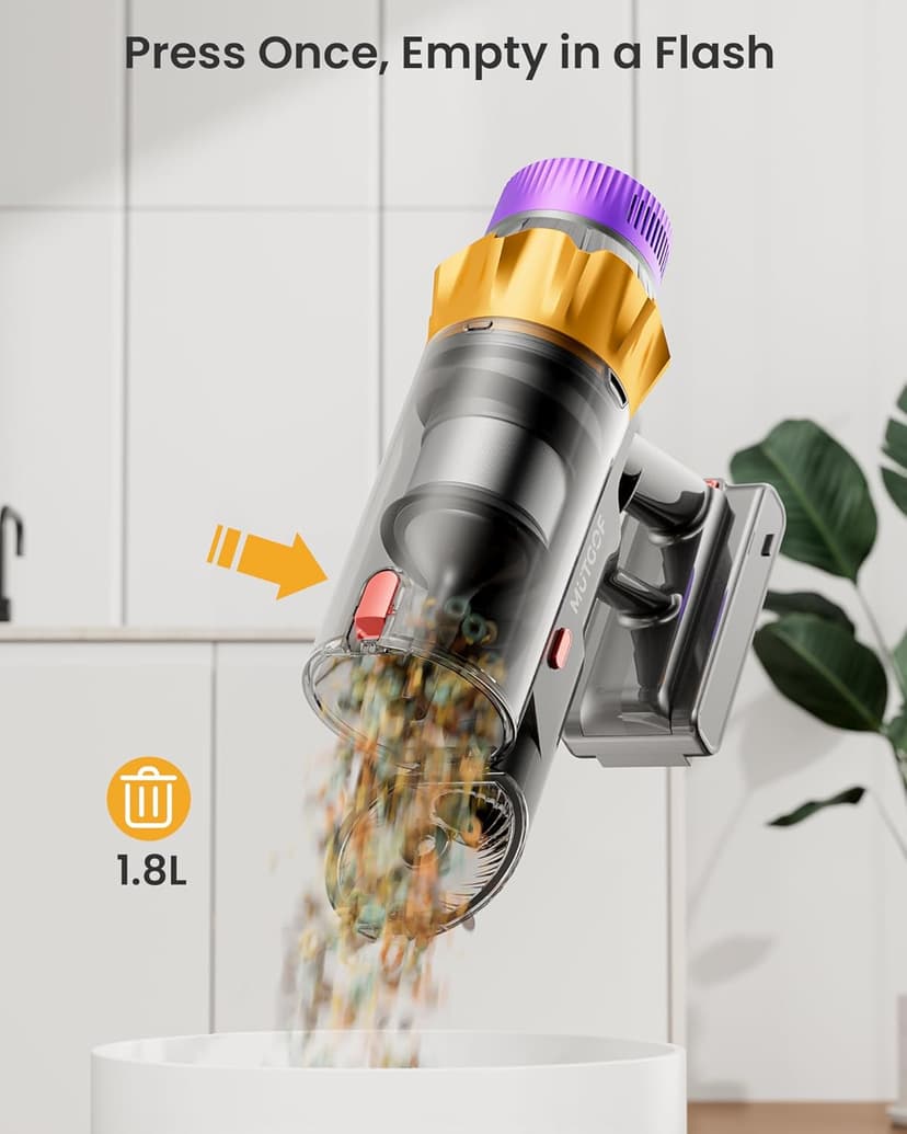 Cordless Vacuum Cleaner, 550W 45KPA 70 Mins Vacuum Cleaners for Home, Self-Standing Cordless Vacuum with Charging Dock Station, LED Display, Upgraded Anti-Tangle Stick Vacuum for Pet Hair/Carpet/Floor