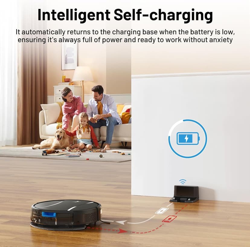 Robot Vacuum and Mop Combo,4200Pa Powerful Robotic Vacuum Cleaner with Self-Charging, Home Automatic Robot Aspiradora for Hard Floor, Low Carpet, Pet Hair, App&Voice&Remote Smart Control