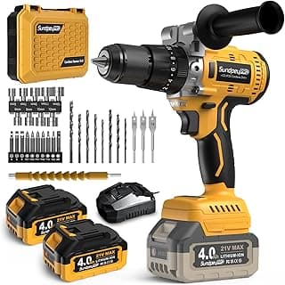 21V Cordless Hammer Drill - 1060In·lbs Brushless Drill Set with 2 x 4.0Ah Battery - 20+3 Torque Battery Drills 2150RPM Power Drills 1/2" Chuck Electric Drill for Drilling Wood Bricks Metal