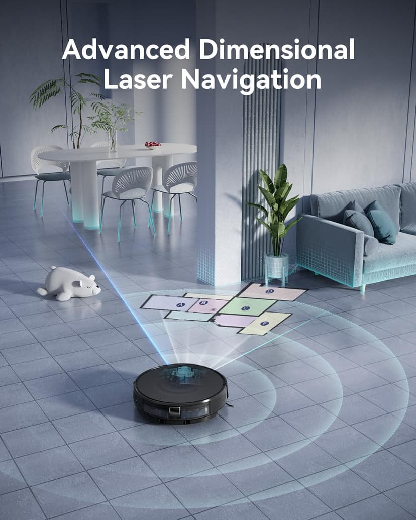 Robot Vacuum and Mop Combo, LiDAR Navigation with Ultra Slim Design, Smart Mapping Robotic Vacuum Cleaner, 9000Pa Suction, Customizable Cleaning for Pet Hair, Carpets, and Hard Floors