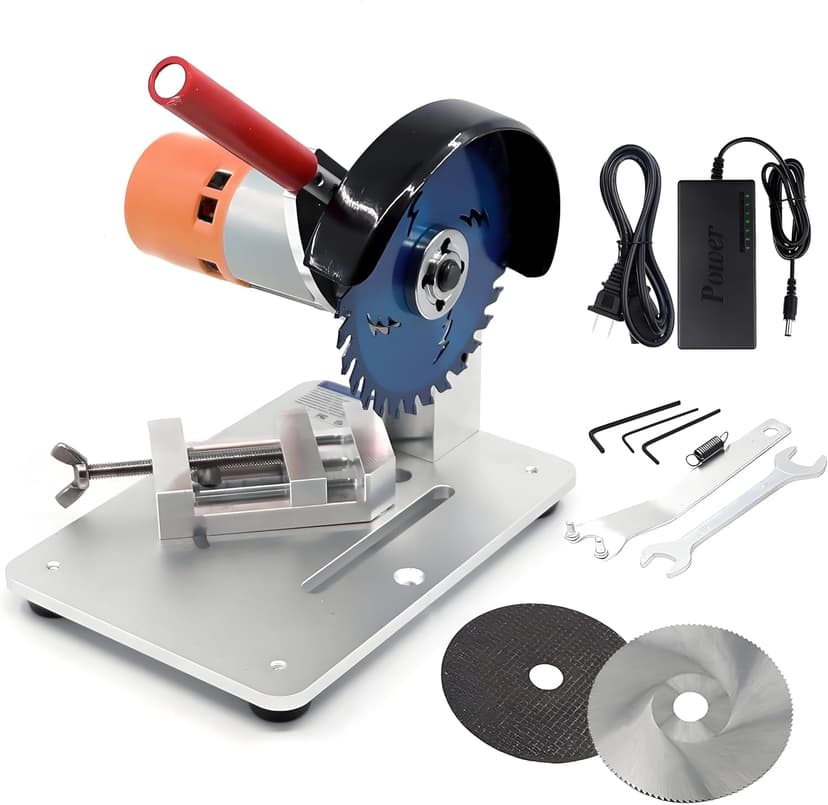 Mini Miter Saw, 775 Motor Cut Off Mini Chop Saw, 4 inch Circular Saw with Angle Adjustable Vise & 3 Blades for Craftsman DIY Crafts Hobby PVC Wood Cutting, Adjustable Speed