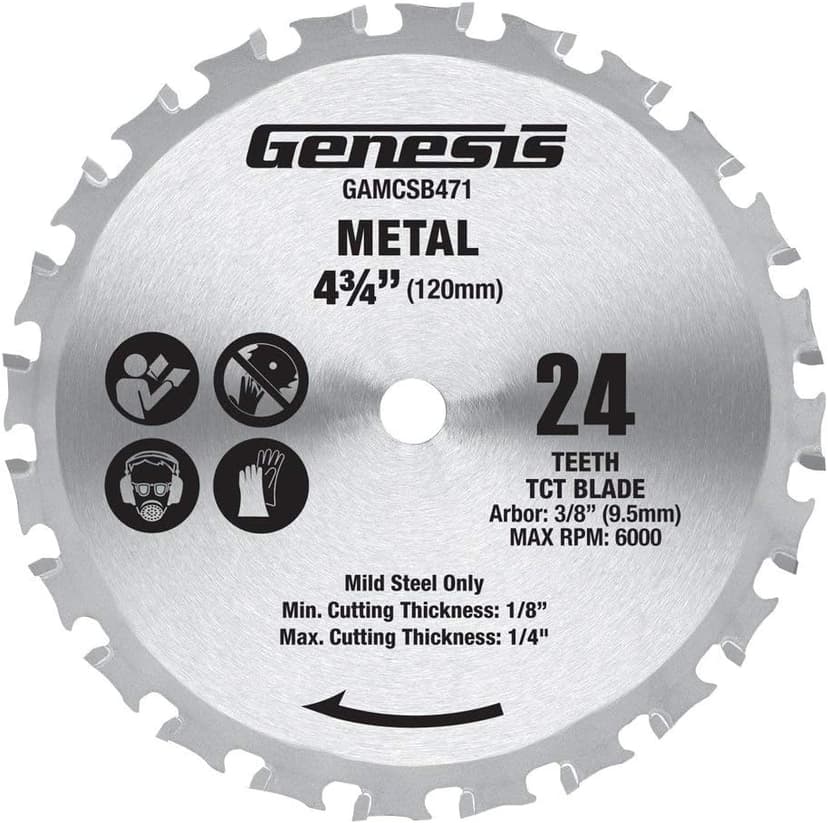 Genesis 5.8 Amp 4-3/4” Metal Cutting Circular Saw with Chip Collector and Metal Cutting Blade (GMCS547C)