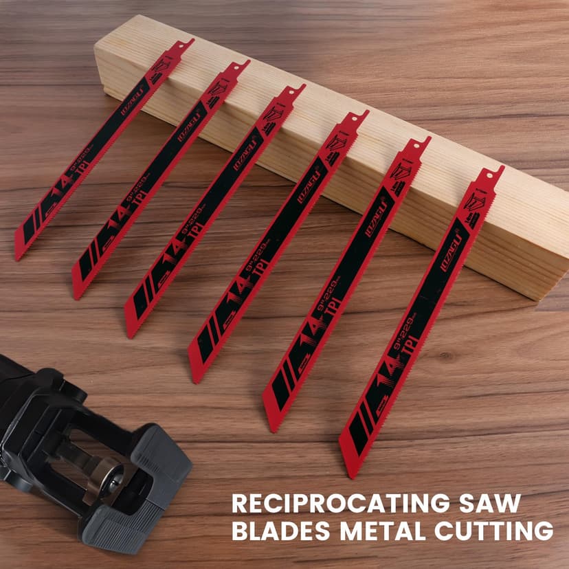 6-Piece Metal Reciprocating Saw Blades, 9"/229mm 14TPI Bi-Metal Sabre Saw for Metal Pipe, Sheet, Rebar