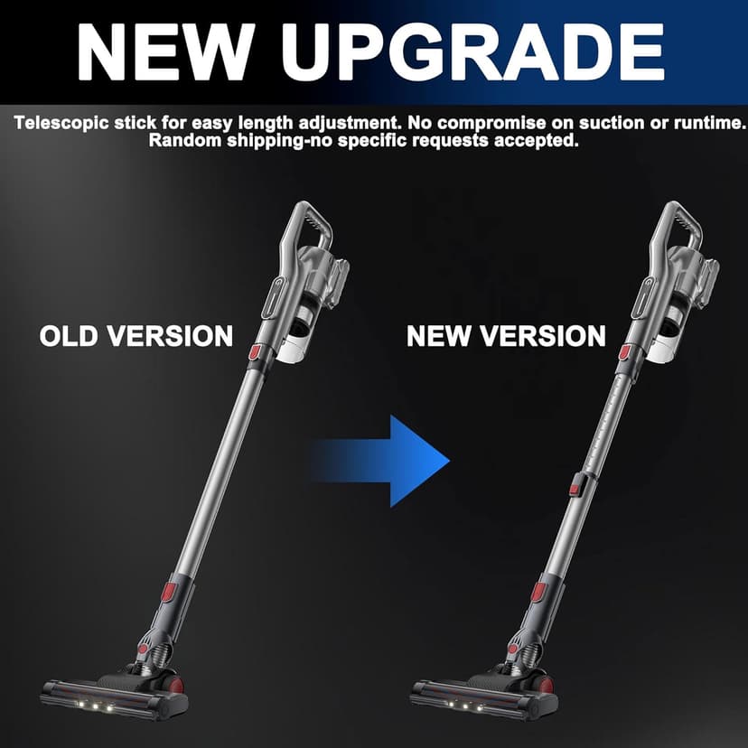 Cordless Vacuum Cleaner, Lightweight Stick Vacuum Cordless Rechargeable with LED Touch Screen, 2 Modes Powerful Suction Vacuum Cleaners for Home Pet Hair, Carpets, Hardwood Floors