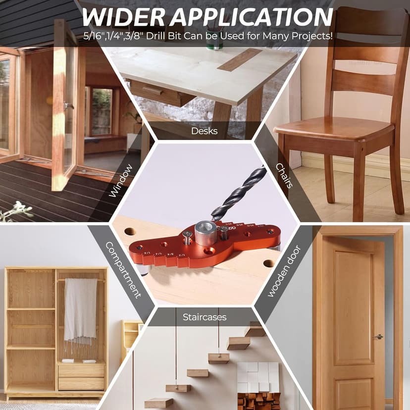 Dowel Jig Kit for Floating Shelf Bracket(& 1/2" x 11.8" Drill Bit),Self-Centering Scriber(& 6mm,8mm,10mm,12mm Drill Bits),Drill Guide for Hidden Shelf Brackets & Mantels,Centering Hole Drill