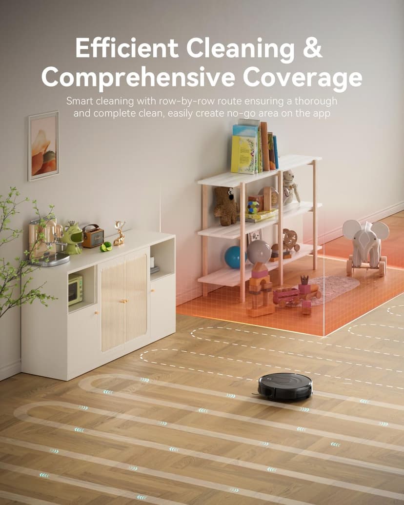 Robot Vacuum and Mop Combo, LiDAR Navigation, Ultra Slim Design, 9000Pa Suction Robotic Vacuum Cleaner – 200 Min Runtime, Auto Recharge, Customizable Cleaning for Pet Hair, Hard Floors