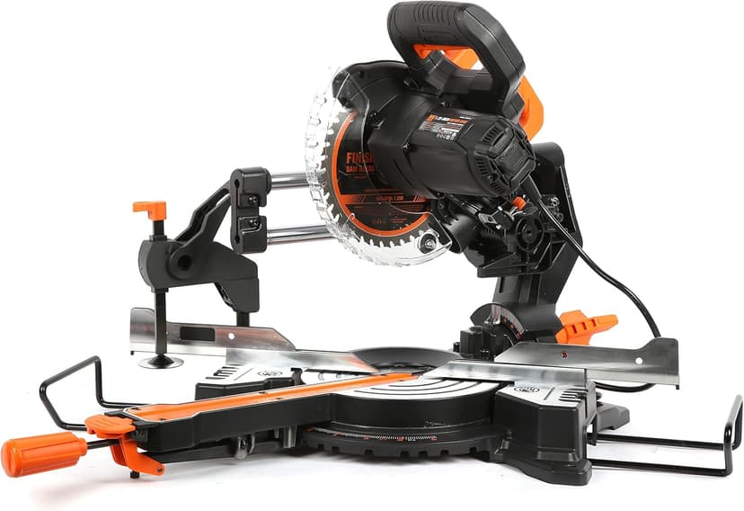 WEN MM0713 9.5-Amp 7.25-Inch Single Bevel Compact Sliding Compound Miter Saw with LED Cutline Guide, Black