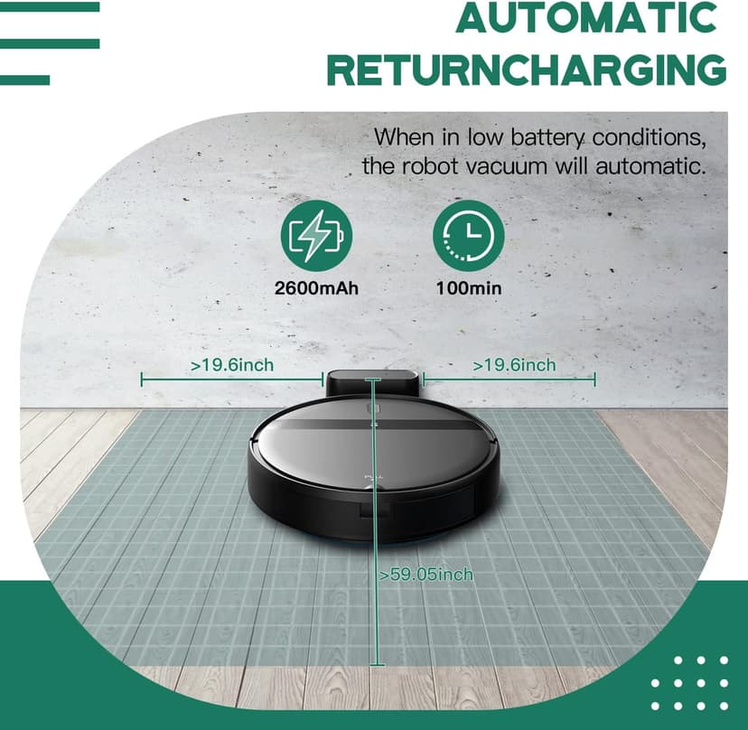 Robot Vacuum and Mop Combo - WiFi/Alexa/App, Robotic Vacuum Cleaner, Ultra-Slim & Quiet, Tangle-Free, Auto Recharge, Multi-Surface Cleaning, Cleans Carpets, Hard Floors & Pet Hair Efficiently