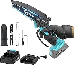 6 Inch Cordless Mini Chainsaw, Lightweight Electric Handheld Saw for Tree Trimming & Wood Cutting, Battery Powered with 2.0Ah Battery, Safety Lock for Home and Garden Use