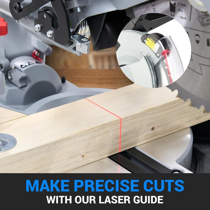 Double Bevel Compound Sliding Miter Saw, Double-Bevel Corded Miter Saw with Laser Guide & 15-Amp Heavy-Duty Motor, Sliding Miter Saw with TCT Saw Blade for Woodworking (12")