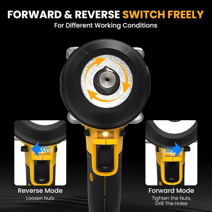 Cordless 1/2 Inch Impact Wrench,1000 N.m(740 Ft-lbs) Brushless High Torque Electric Impact Gun, 3300RPM Power Impact Driver, 2x 4.0AH Li-ion Battery,Charger & 6Pcs Sockets for Car Home DIY Furniture