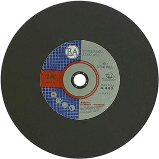 Benchmark Abrasives Aluminum Oxide Type 1, 14 Inch Chop Saw Blade, Cutting Wheel with 1/8" X 1" Arbor, Fast Circular Saw Blades for Cutting Metal Steel Drywall - Grinding Wheel - 10 Pack