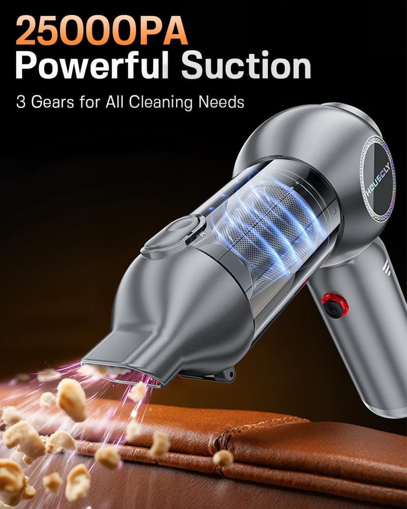 Handheld Car Vacuum Portable Cordless 25000Pa High Power Small Mini Hand Vacuum Cleaner Rechargeable 4-in-1 Compressed Air Duster Blower Pump Wireless Handheld Vac for Car Office Desktop Home Cleaning
