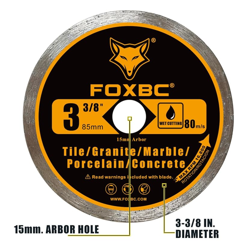 FOXBC 3-3/8 Inch Compact Circular Saw Blade Set, 15mm Arbor, Multi-Material Cut for Wood, Plastic, Metal, Tile Cutting - 6 Pack